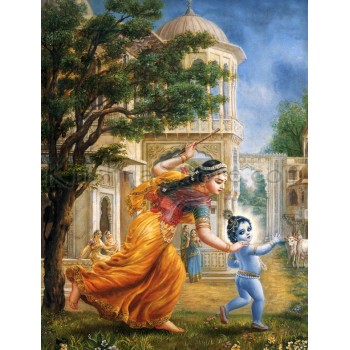 Yashoda runs behind Krishna